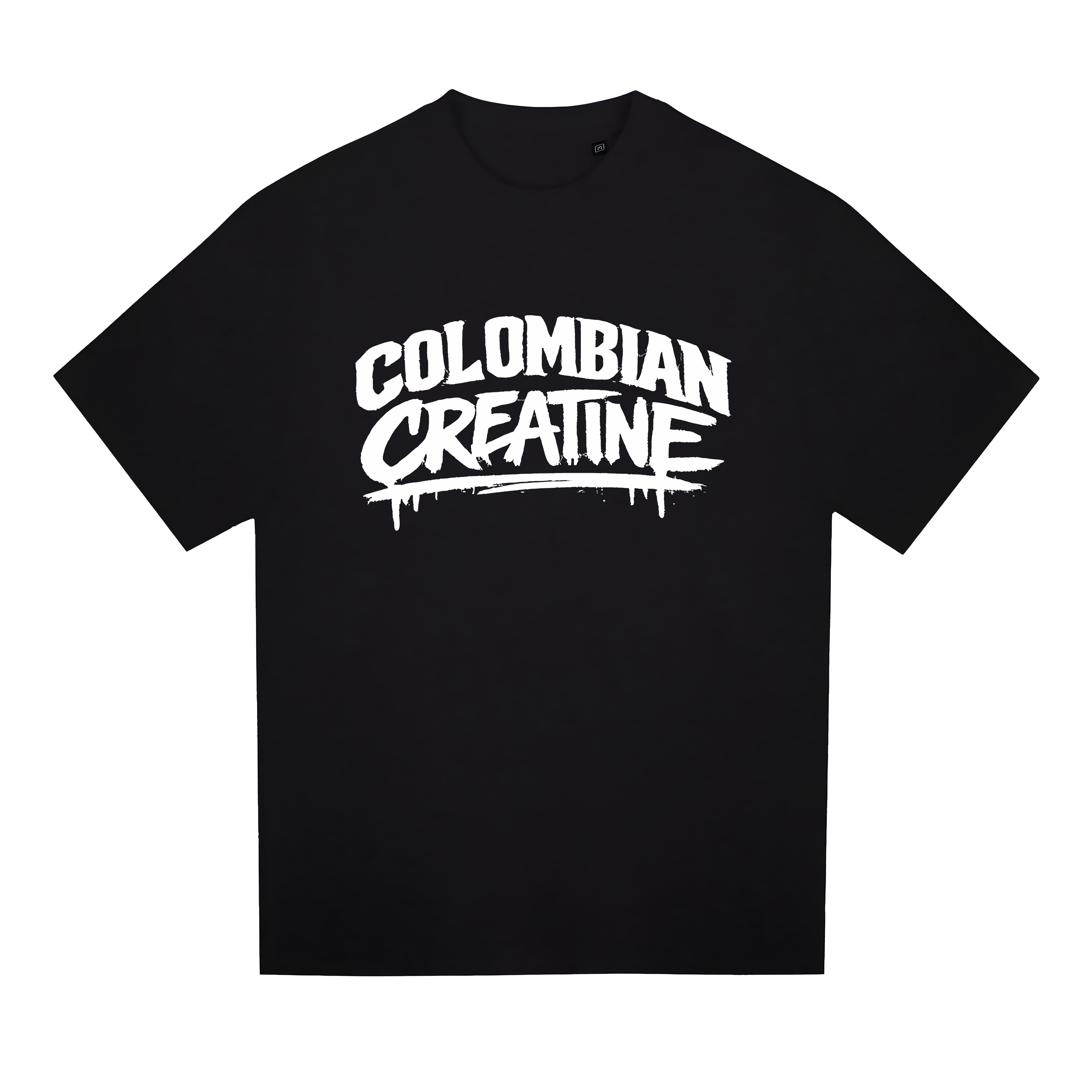 Arch Drip heavyweight tee 300GSM by Colombian Creatine – dark oversized streetwear graphic, front