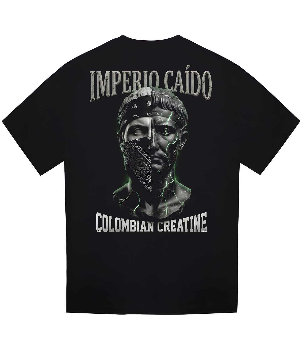 Imperio Caído heavyweight tee 300GSM by Colombian Creatine – dark oversized streetwear graphic, back