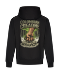 Concrete Justice heavyweight hoodie 440GSM by Colombian Creatine – dark oversized streetwear, front