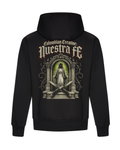 Nuestra Fe heavyweight hoodie 440GSM by Colombian Creatine – dark oversized streetwear, front