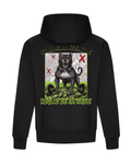 Reglas de la Calle heavyweight hoodie 440GSM by Colombian Creatine – dark oversized streetwear, front
