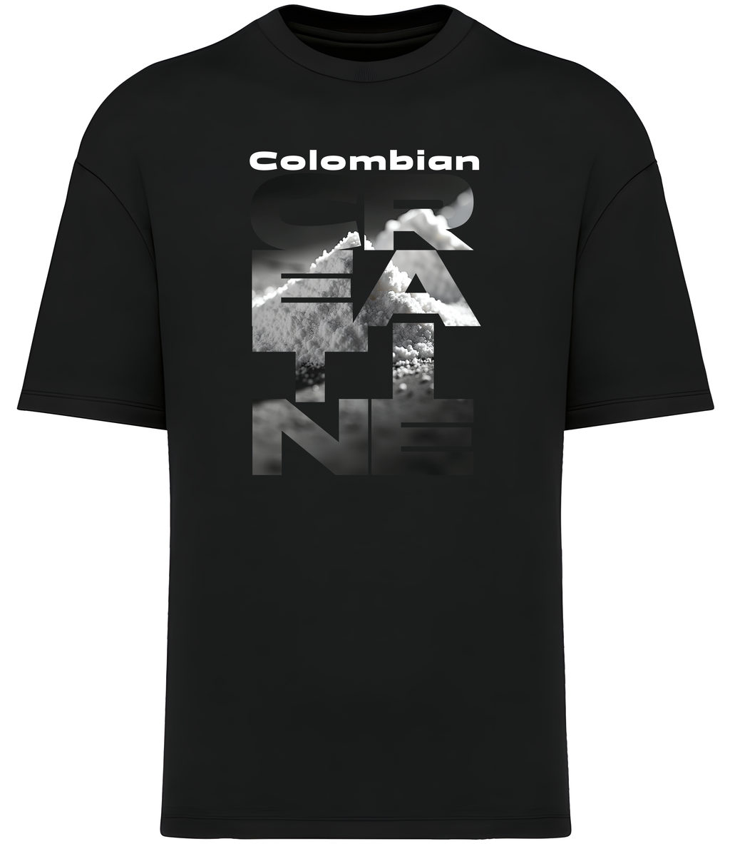 The Powder Frame premium vintage tee 300GSM by Colombian Creatine – garment-dyed oversized streetwear, front