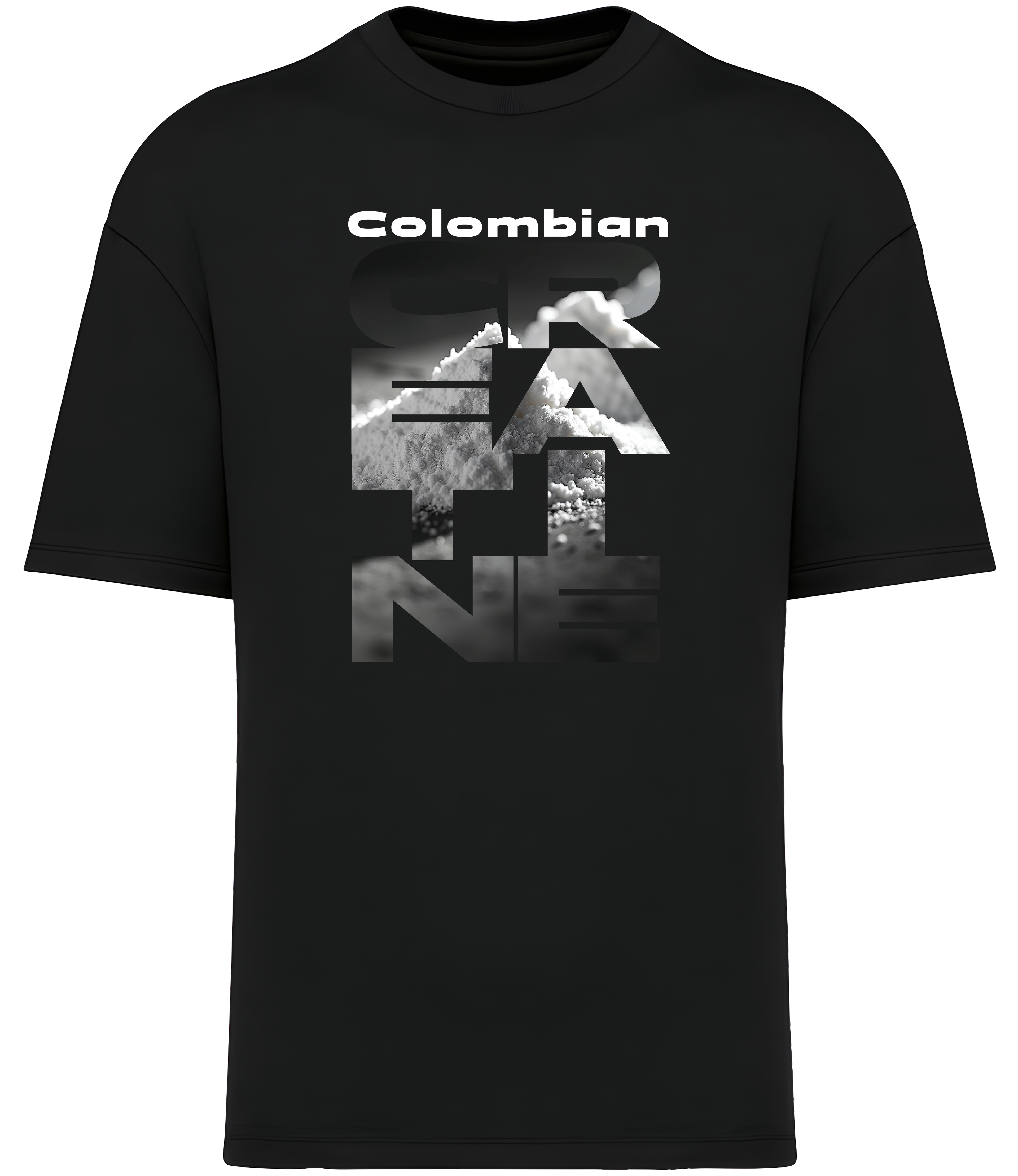 The Powder Frame premium vintage tee 300GSM by Colombian Creatine – garment-dyed oversized streetwear, front