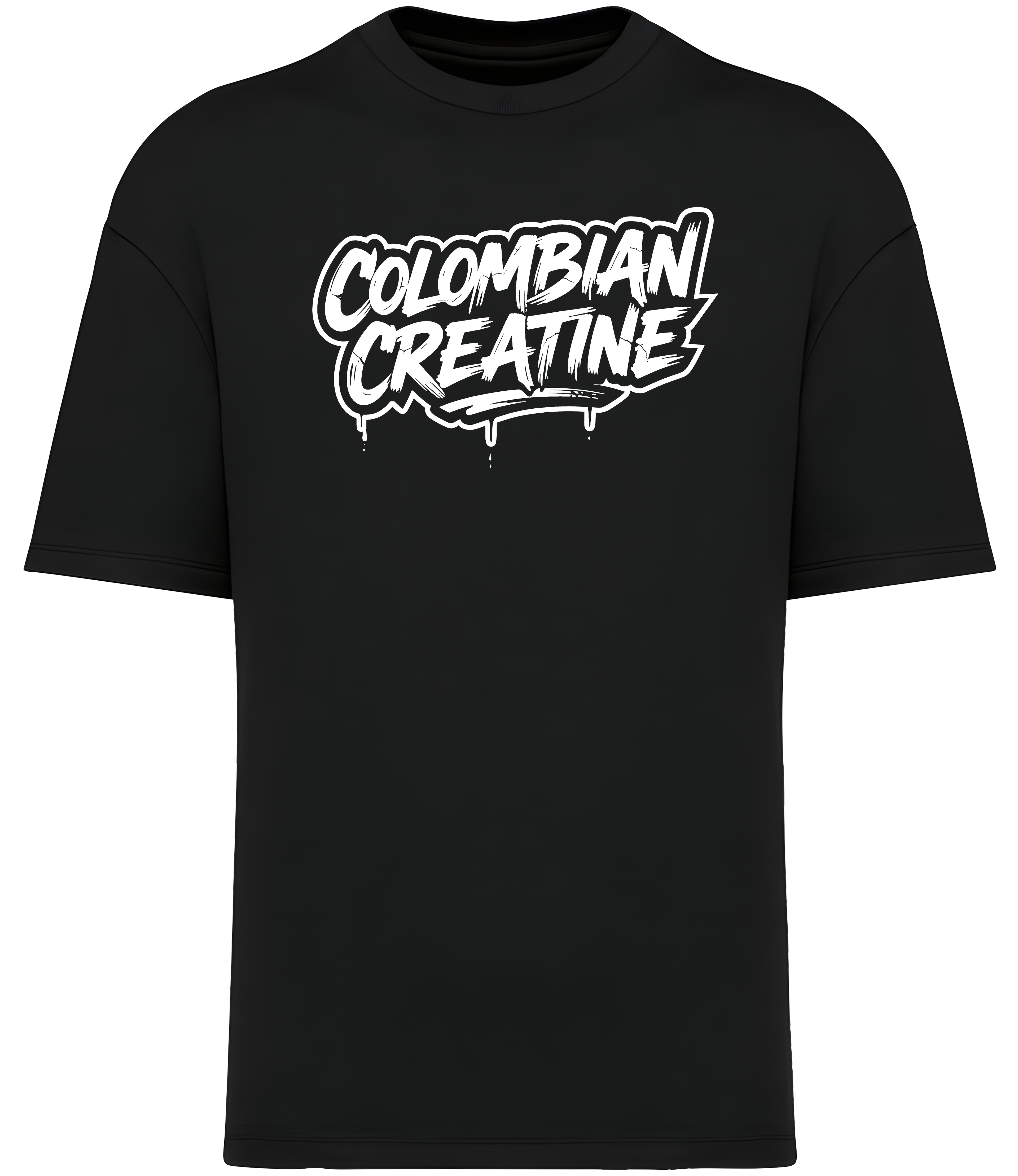 Liquid Script premium vintage tee 300GSM by Colombian Creatine – garment-dyed oversized streetwear, front