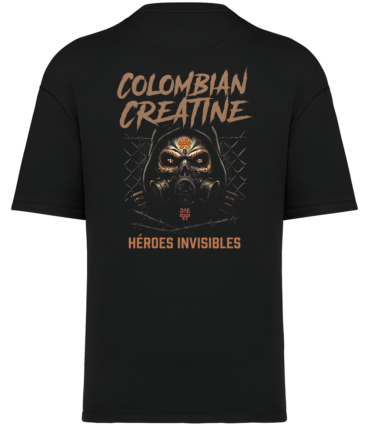 Héroes Invisibles premium heavyweight tee 300GSM by Colombian Creatine – organic cotton oversized streetwear, back