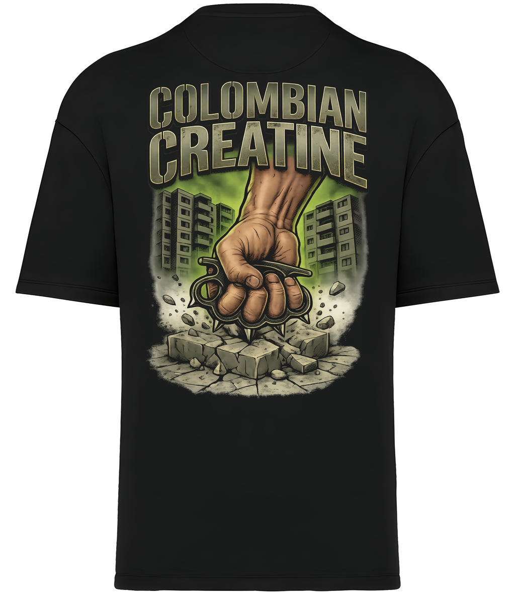 Knuckle Dust premium heavyweight tee 300GSM by Colombian Creatine – organic cotton oversized streetwear, front