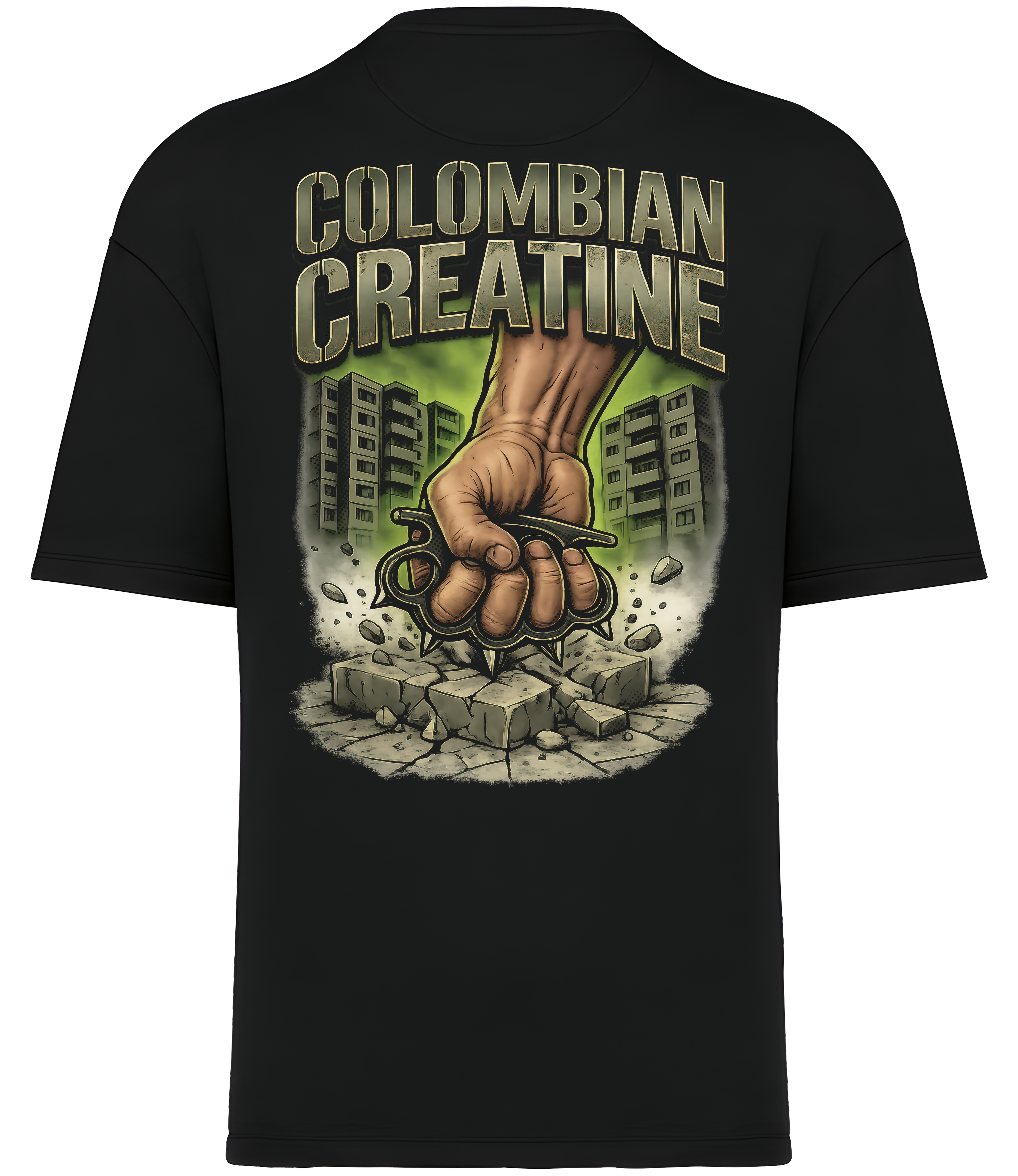 Knuckle Dust premium heavyweight tee 300GSM by Colombian Creatine – organic cotton oversized streetwear, front