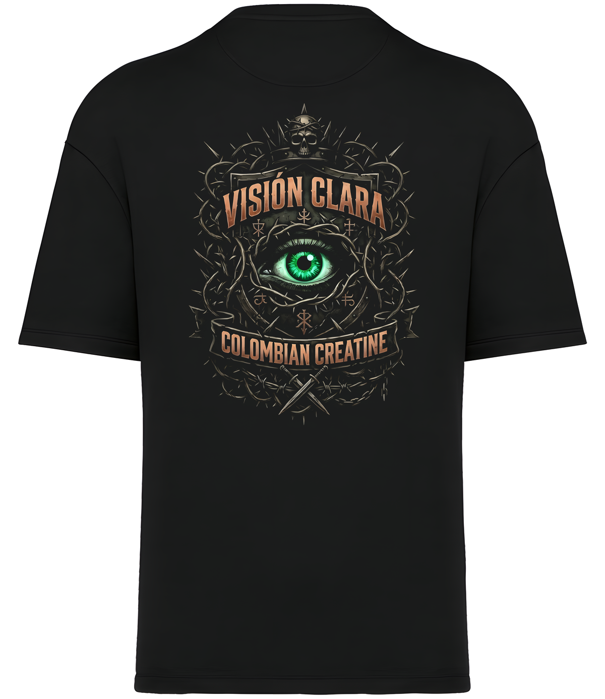 Visión Clara premium heavyweight tee 300GSM by Colombian Creatine – organic cotton oversized streetwear, back