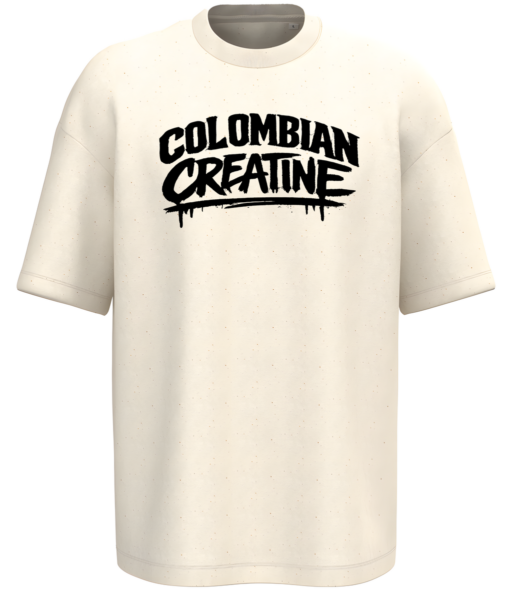 Arch Drip premium vintage tee 300GSM by Colombian Creatine – garment-dyed oversized streetwear, front