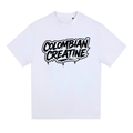 Liquid Script heavyweight tee 300GSM by Colombian Creatine – dark oversized streetwear graphic, front