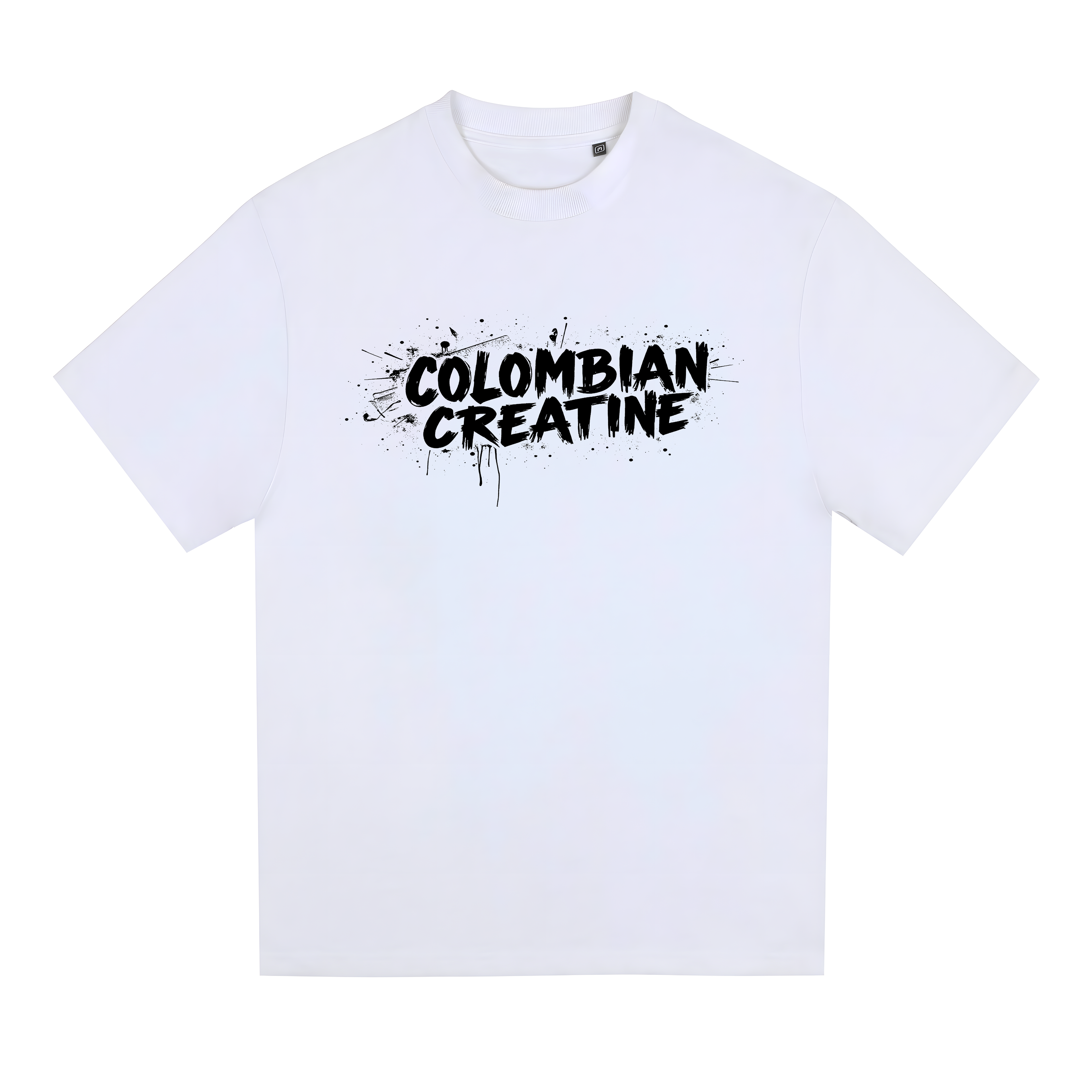 Grit Spray heavyweight tee 300GSM by Colombian Creatine – dark oversized streetwear graphic, front
