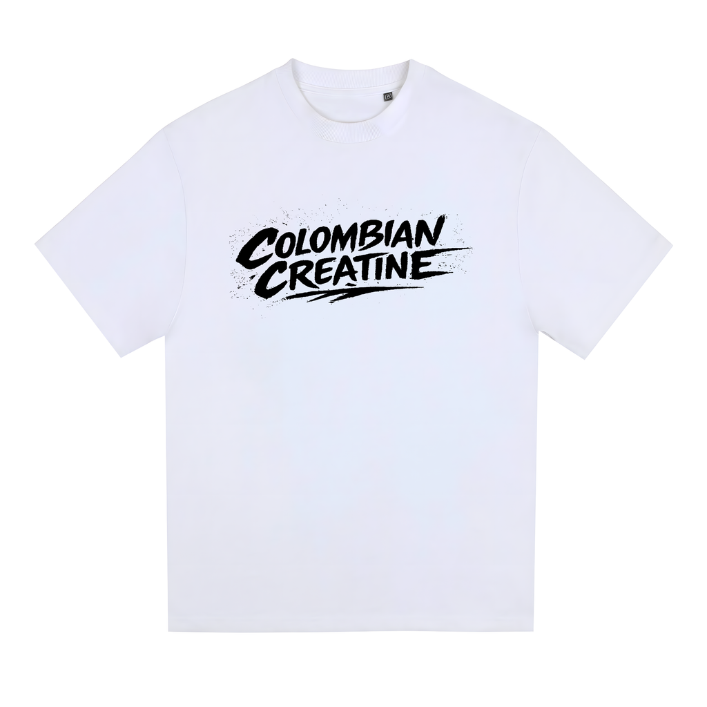 Speed Scratch heavyweight tee 300GSM by Colombian Creatine – dark oversized streetwear graphic, front